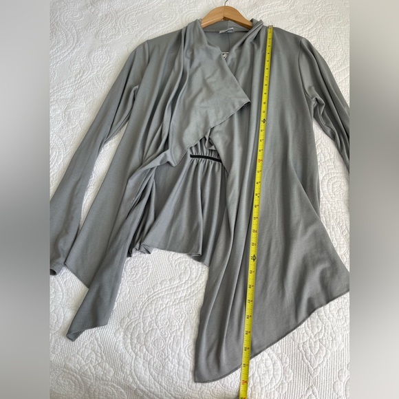 WORTHINGTON STRETCH WOMEN’S Light Grey Draped Long Sleeve Cardigan in Size M - Picture 4 of 11